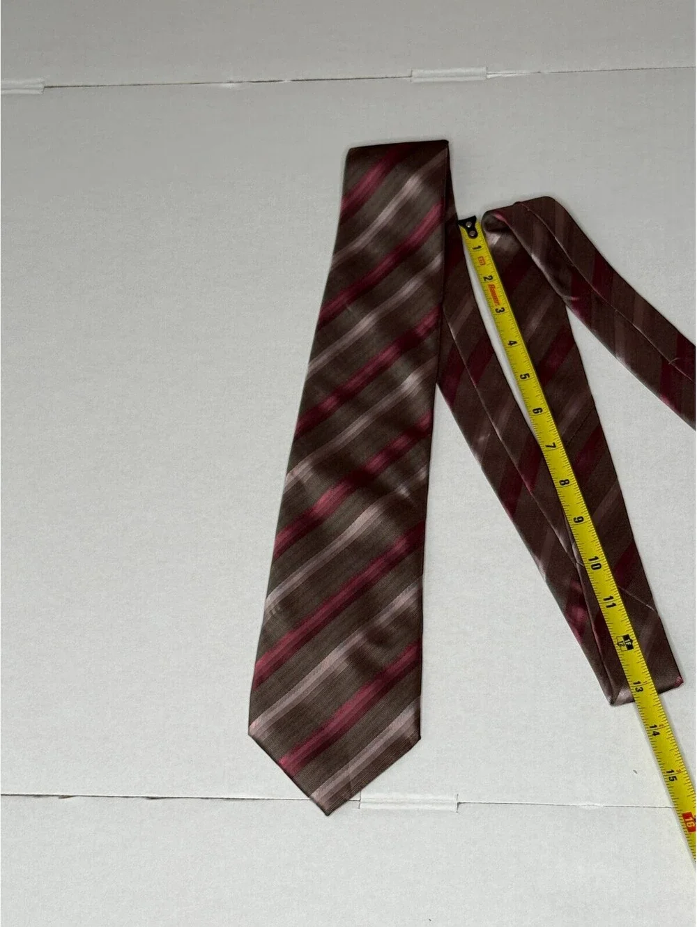 Van Heusen Men's Brown Burgundy Pink Diagonal Stripe Classic Necktie